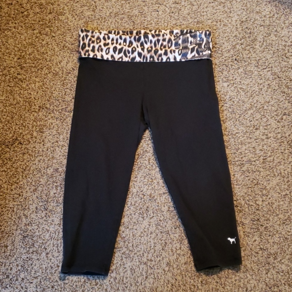 Pink leopard print capris